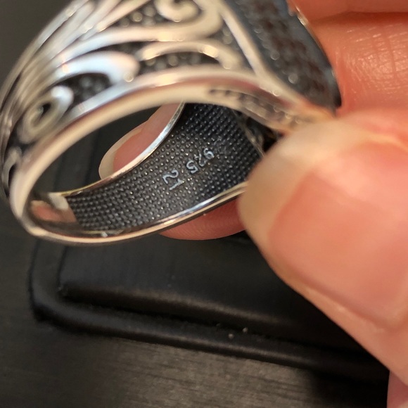 925 Sterling Silver Men Square Anchor Ring ⚓️ - Picture 3 of 7